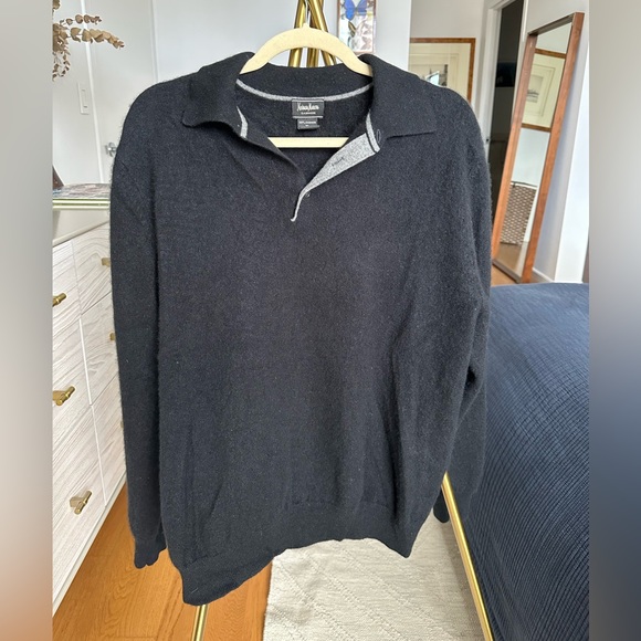 Neiman Marcus Dark Grey 100% Cashmere Quarter-Button Long Sleeve Sweater - Picture 7 of 7